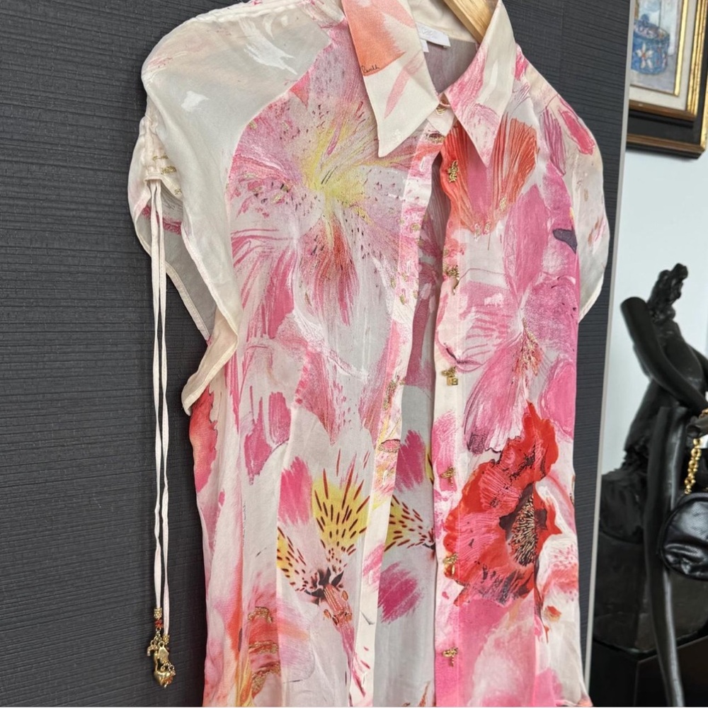 Roberto Cavalli Pink and Red Floral Blouse - Picture 6 of 6